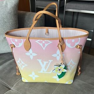 Louis Vuitton Neverfull Pink Yellow Tote Bag
